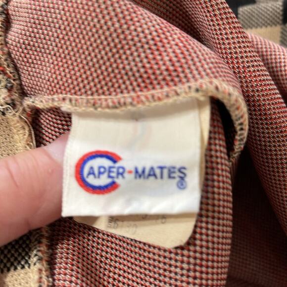 Caper Mates Black/Tan Plaid Vintage A-Line Midi Skirt Size 15/16 - Picture 4 of 5